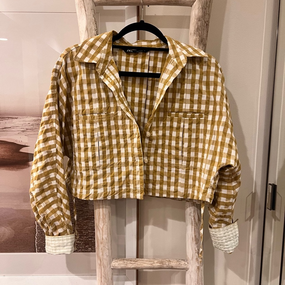 Zara Plaid Cropped Jacket